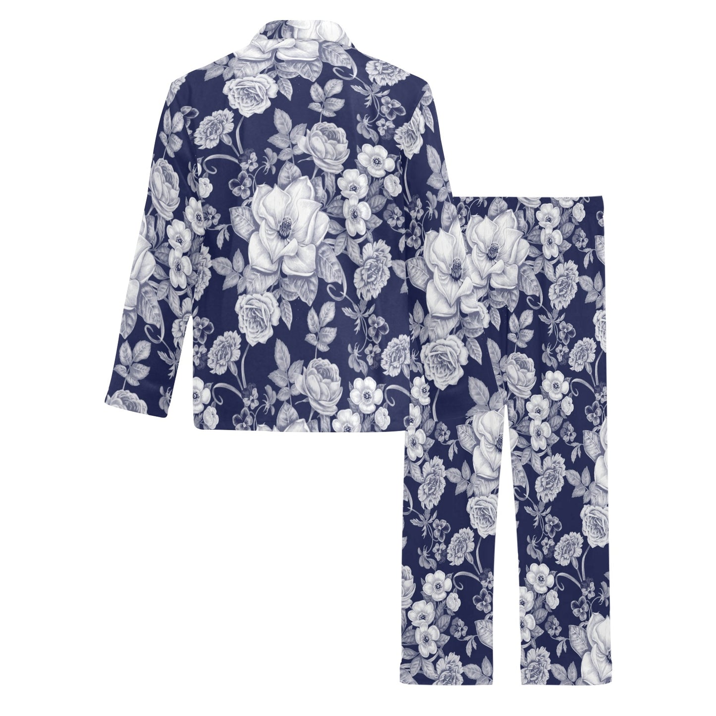 Floral Infrared Pattern Men's Long Pajama Set