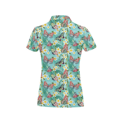 Butterfly Pattern Print Design 09 Women's Polo Shirt