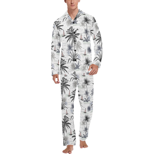 Pacific island Pattern Print Design A04 Men's Long Pajama Set
