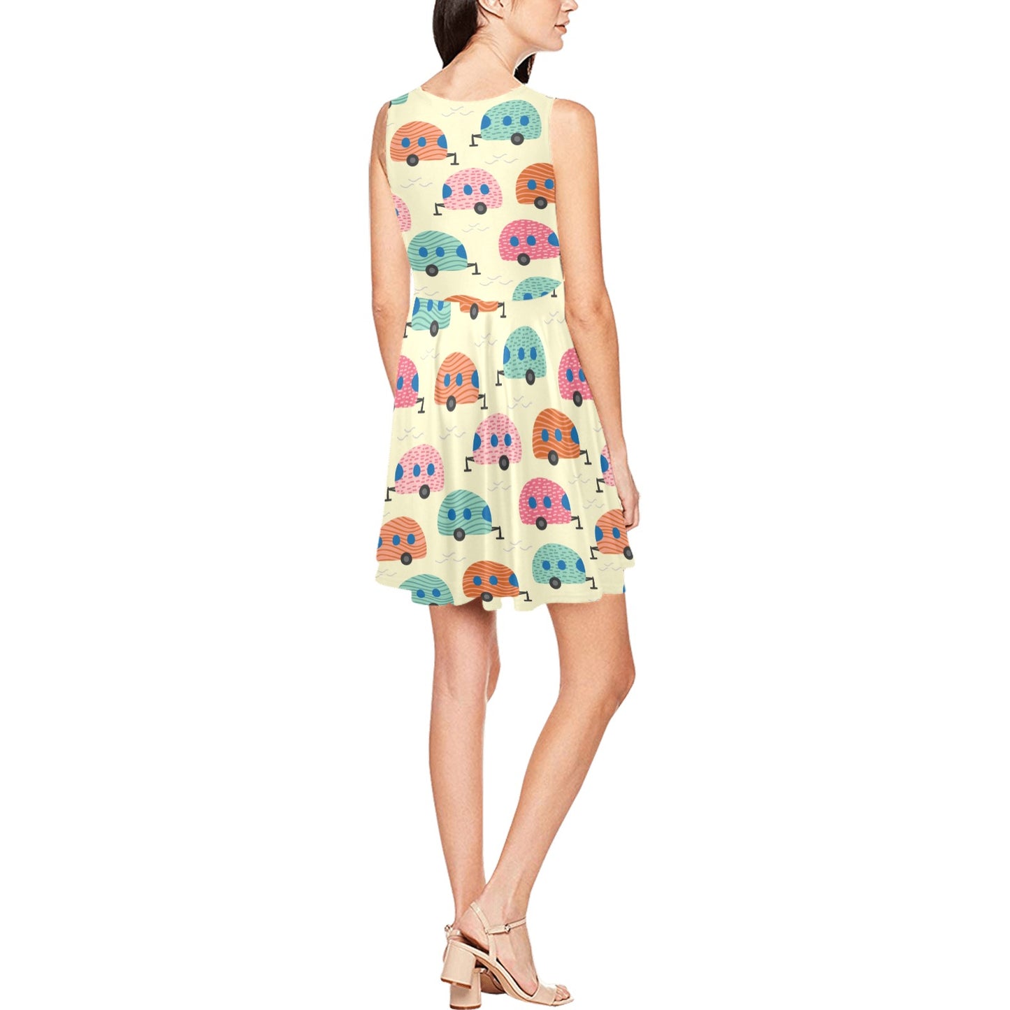 Camper Pattern Print Design 06 Sleeveless Dress