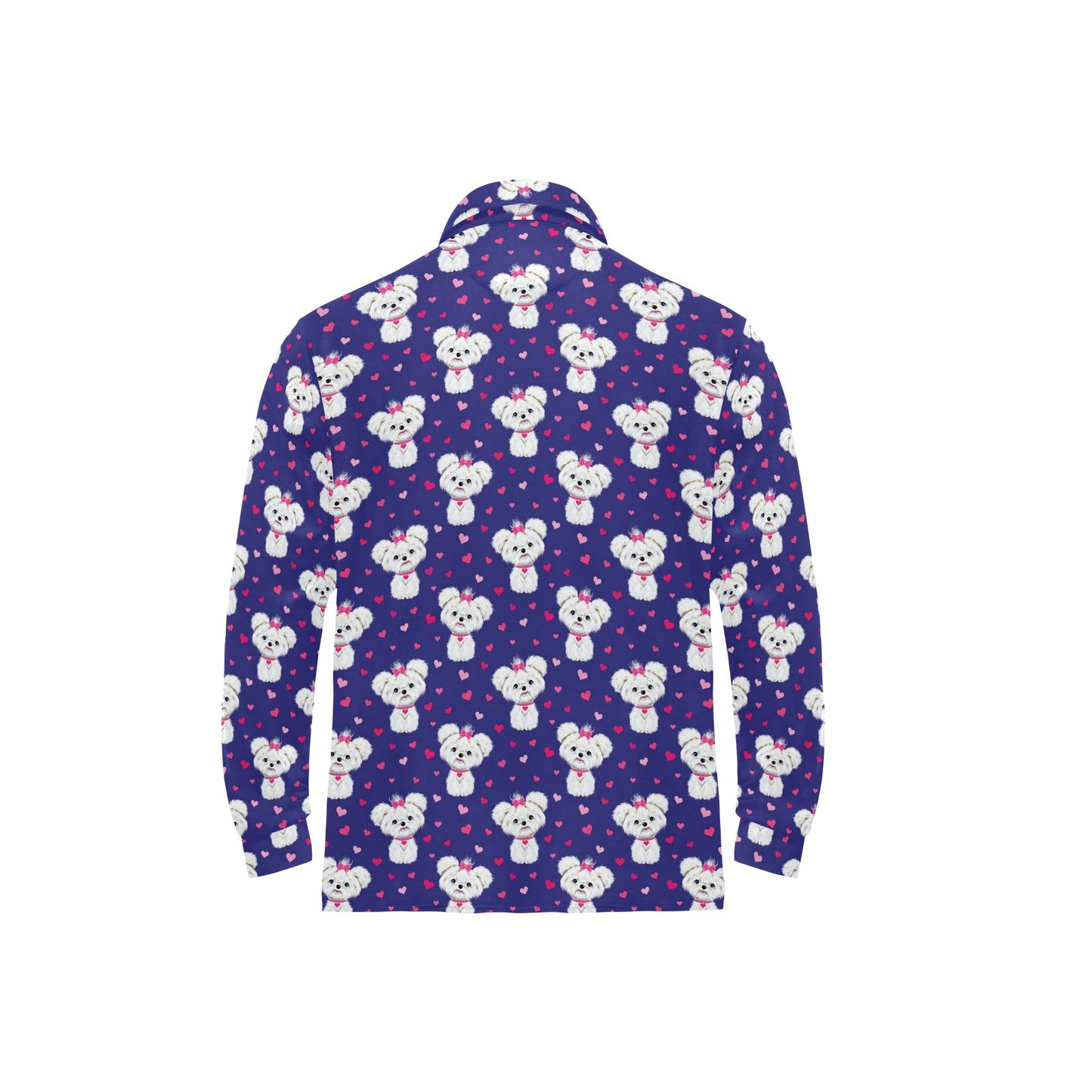 Maltese Pattern Print Design 02 Long Sleeve Polo Shirt For Men's
