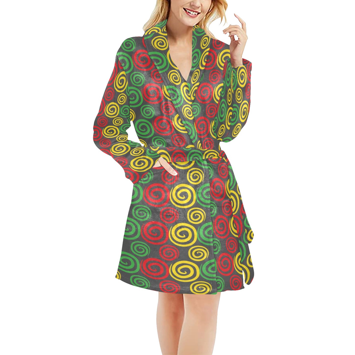 Rastafarian Pattern Print Design A05 Women's Fleece Robe
