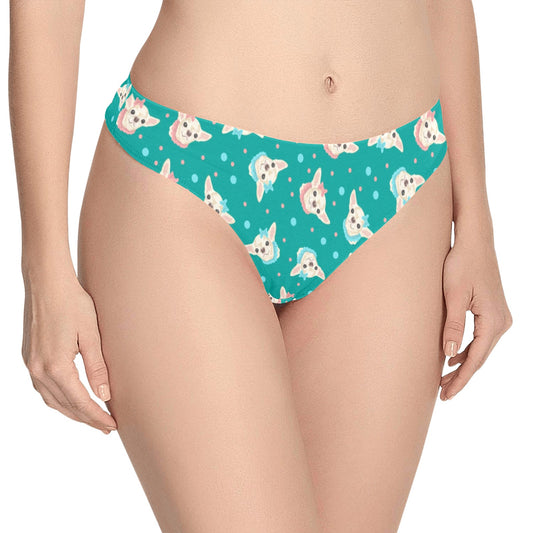 Chihuahua Polka Dot Pattern Women's Thongs