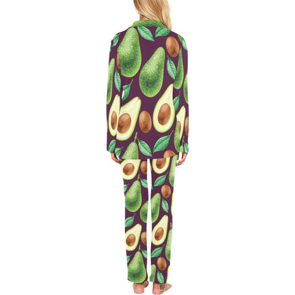 Avocado Pattern Print Design AC08 Women's Long Pajama Set