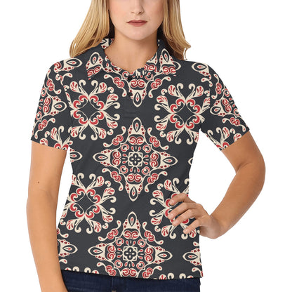 Medallion Pattern Print Design 01 Women's Polo Shirt