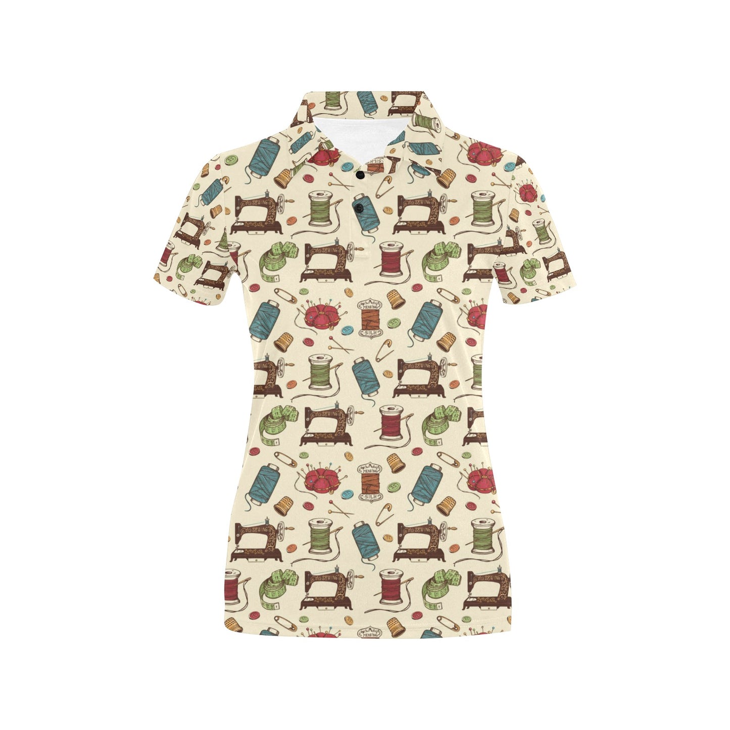 Sewing Equipment Print Design LKS303 Women's Polo Shirt