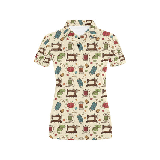 Sewing Equipment Print Design LKS303 Women's Polo Shirt