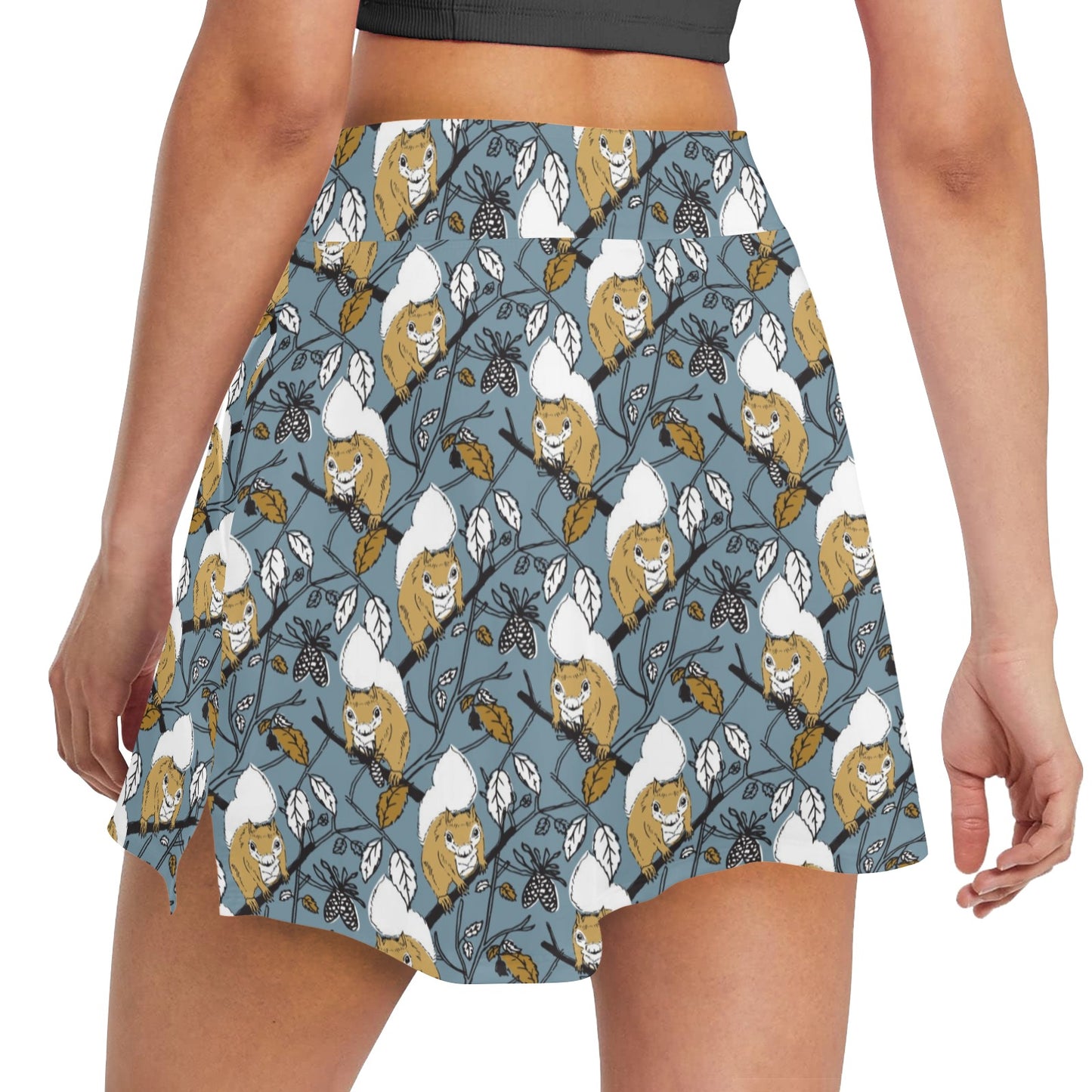 Squirrel Print Design LKS305 17" Golf & Pickleball Skort with Pockets