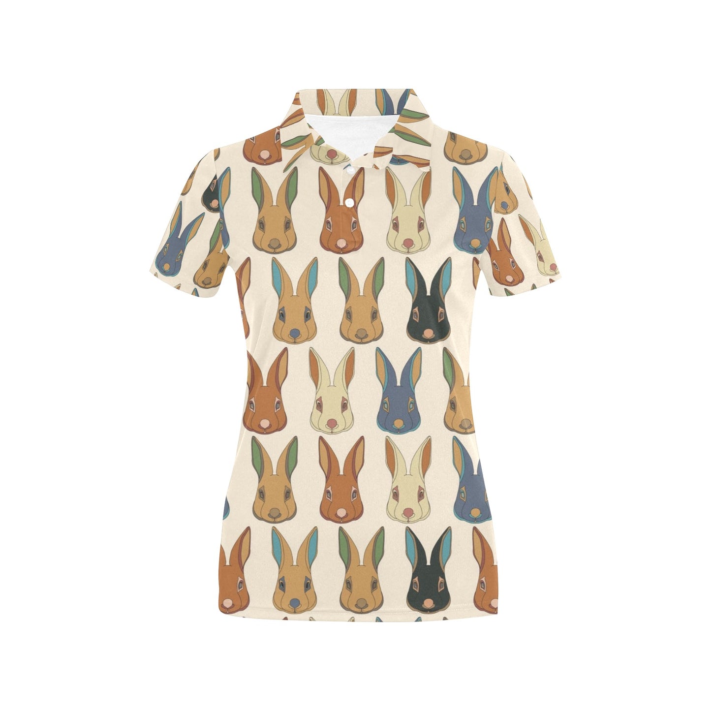 Rabbit Pattern Print Design RB04 Women's Polo Shirt