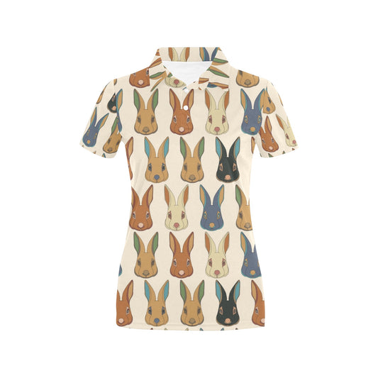 Rabbit Pattern Print Design RB04 Women's Polo Shirt
