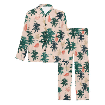 Palm Tree Pattern Print Design PT014 Men's Long Pajama Set