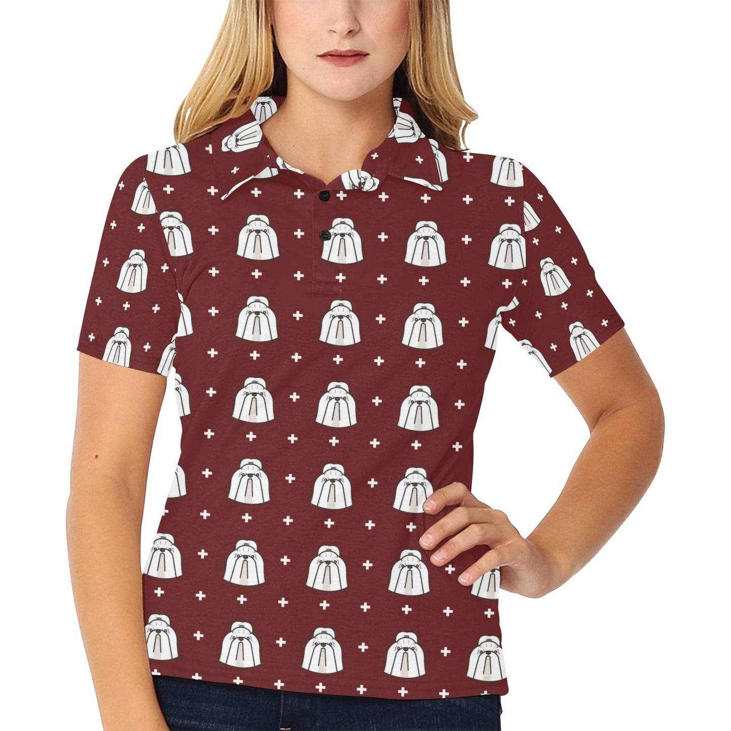 Shih Tzu Print Design LKS301 Women's Polo Shirt
