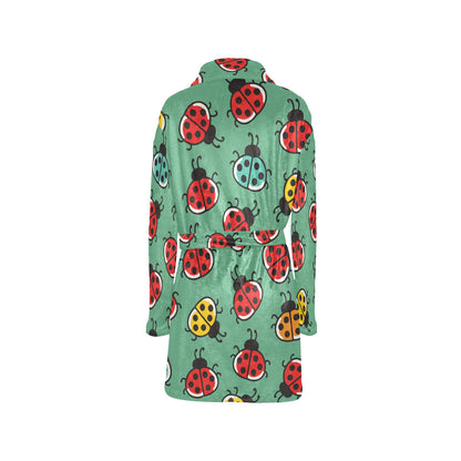 Ladybug Pattern Print Design 02 Women's Fleece Robe