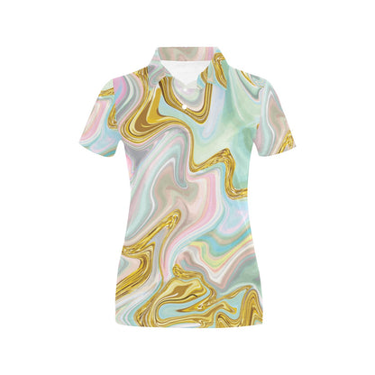 Gold Sweet Marble Women's Polo Shirt