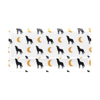 Wolf Moon Print Design LKS302 Women's Trifold Wallet