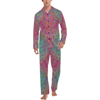 Boho Pattern Print Design 02 Men's Long Pajama Set