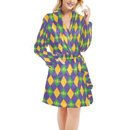 Mardi Gras Pattern Print Design 05 Women's Fleece Robe