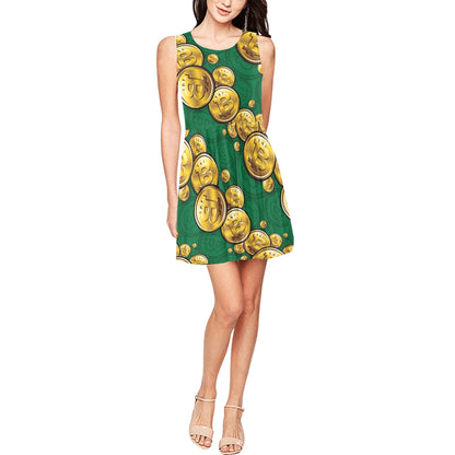 Bitcoin Pattern Print Design DO02 Sleeveless Dress