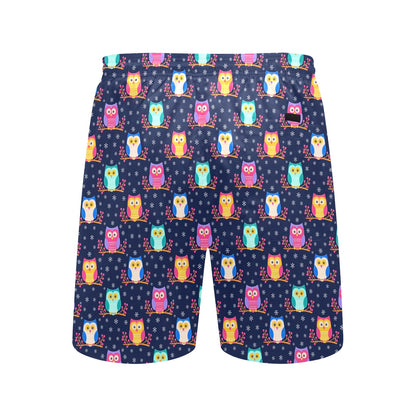 Owl Cute Themed Design Print Men's Swim Trunks Beach Shorts