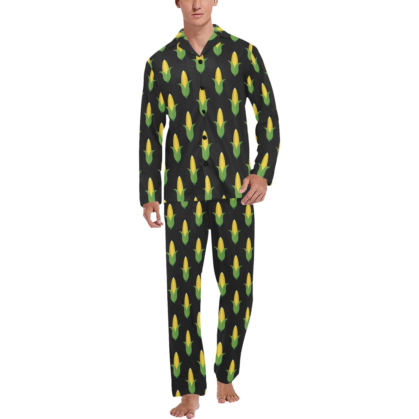 Corn Pattern Print Design 05 Men's Long Pajama Set