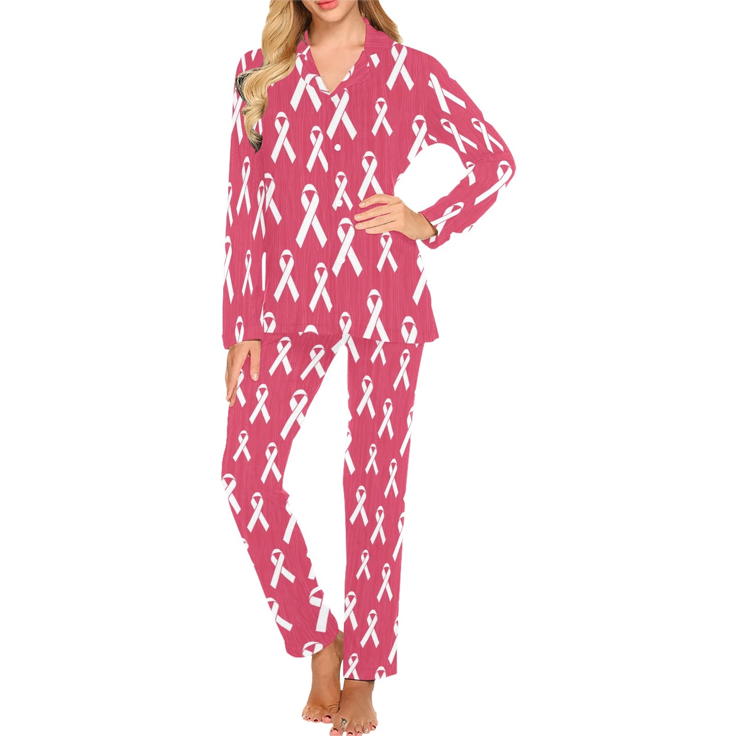 Breast Cancer Awareness Symbol Women's Long Pajama Set