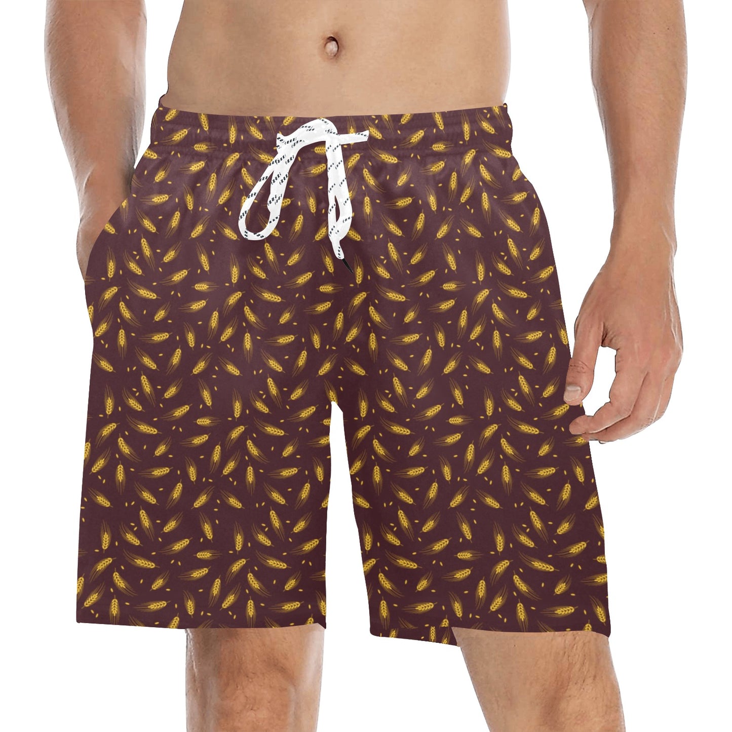 Agricultural Gold Wheat Print Pattern Men's Swim Trunks Beach Shorts