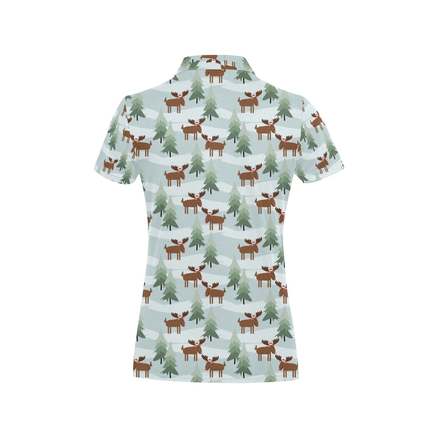 Moose Print Design LKS402 Women's Polo Shirt