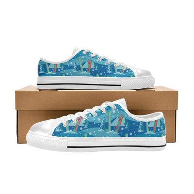 Snowboard Print Design LKS301 Women's White Low Top Shoes