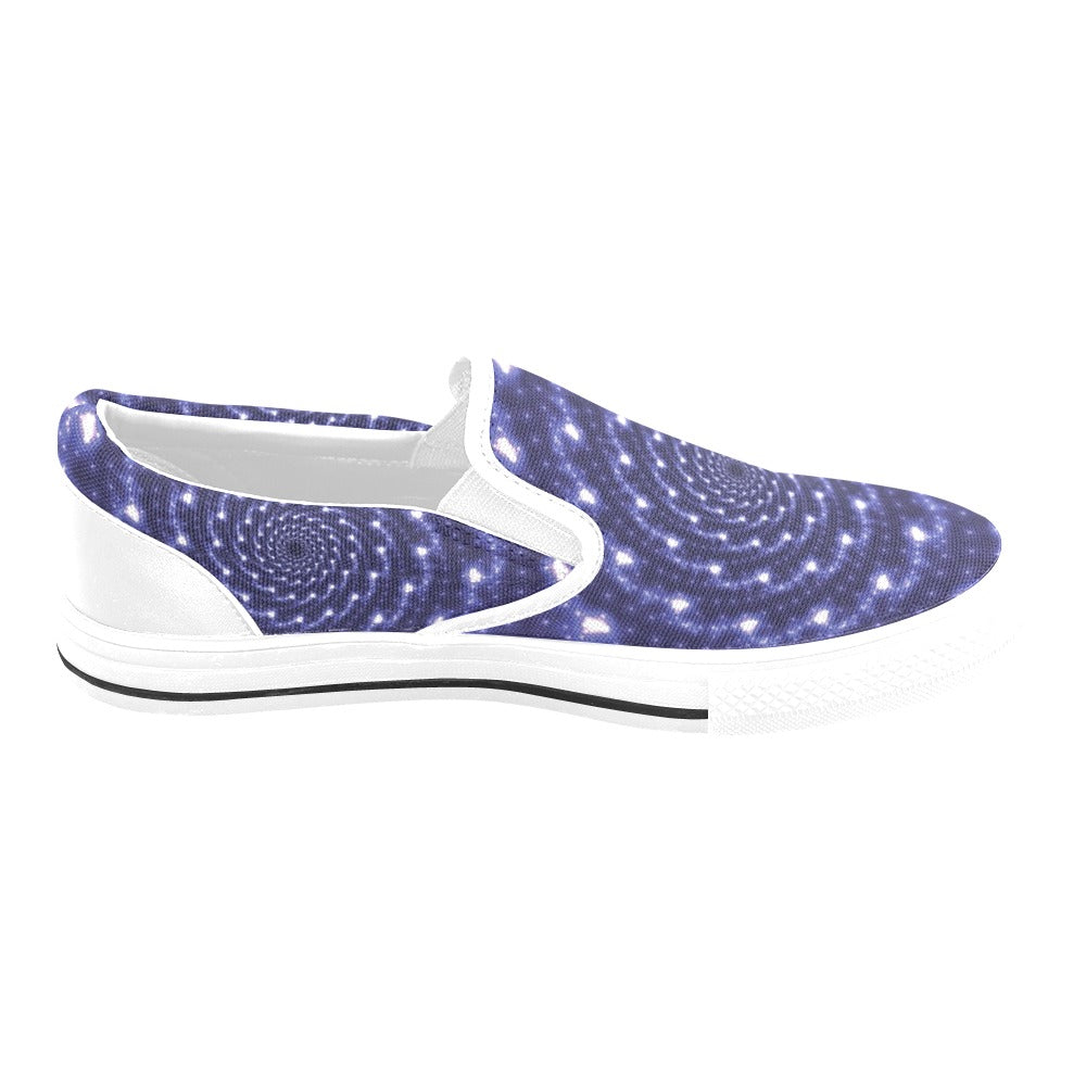 Vortex Print Design LKS305 White Slip Ons Canvas Women's Shoes