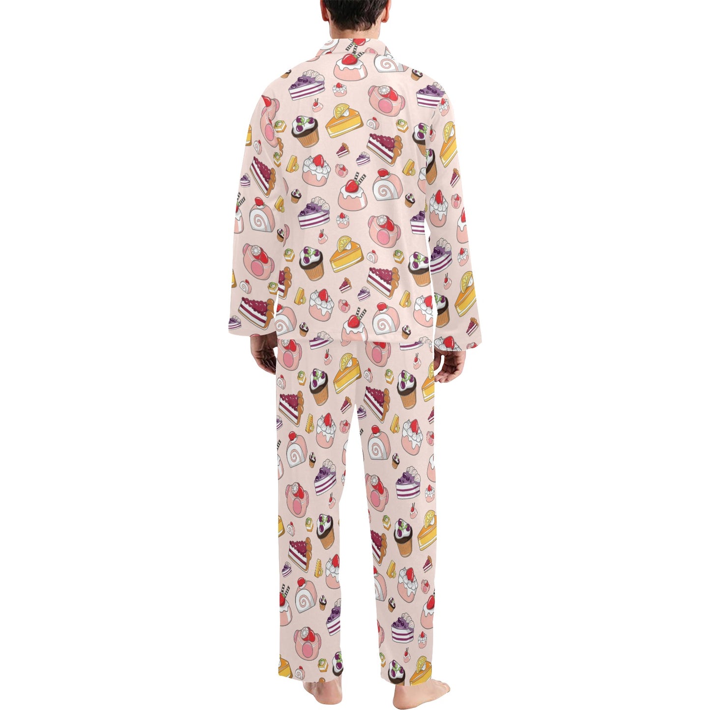 Cake Pattern Print Design 01 Men's Long Pajama Set