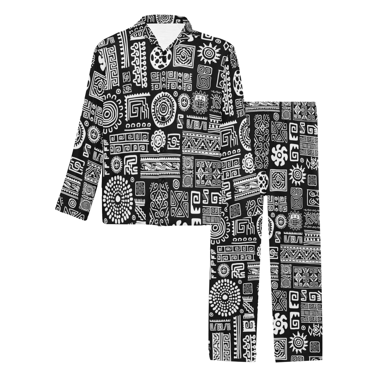 Polynesian Pattern Print Design A02 Men's Long Pajama Set