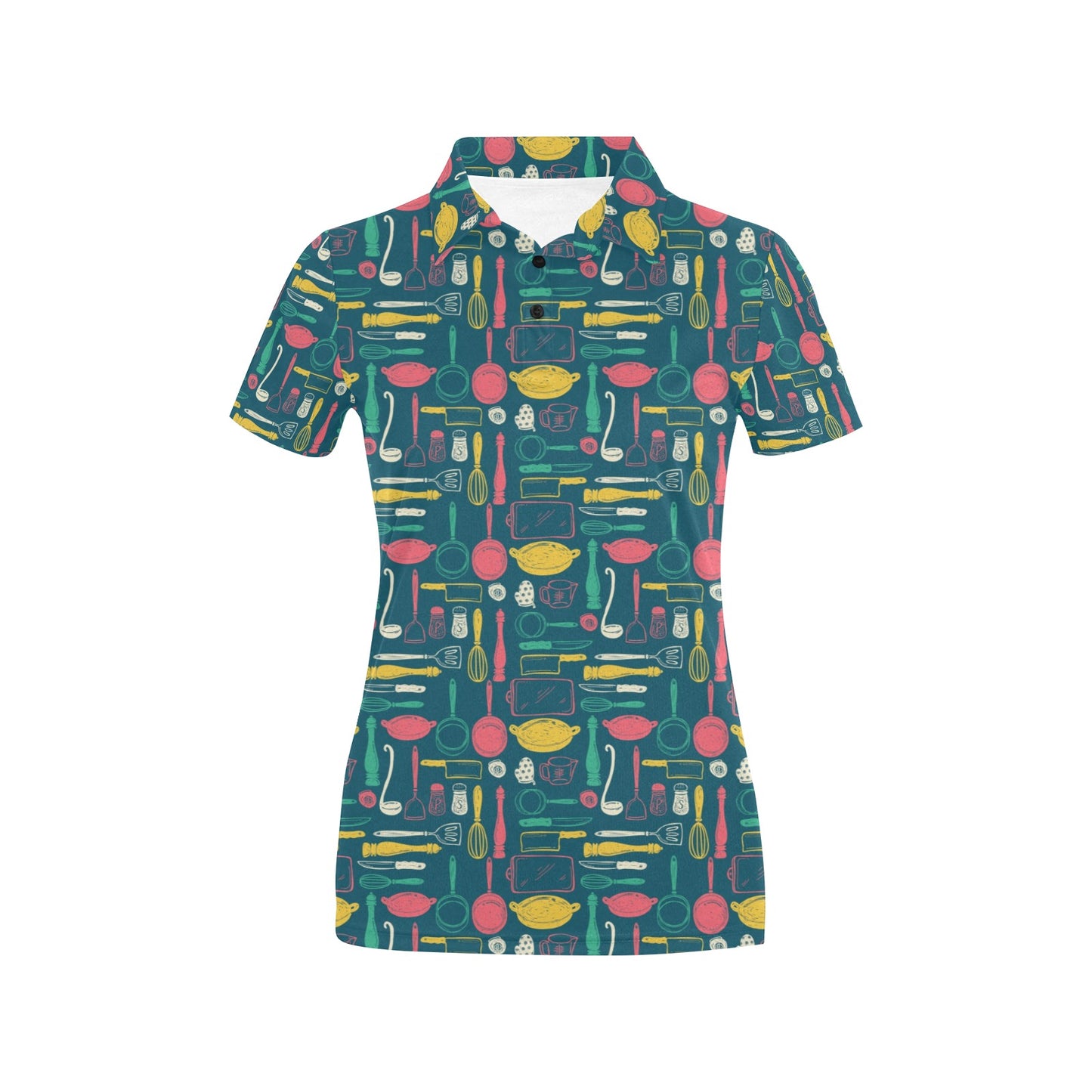 Cooking Kitchen Tools Pattern Print Design 01 Women's Polo Shirt