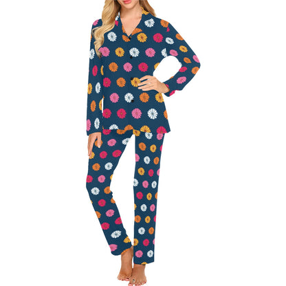 Gerberas Pattern Print Design GB06 Women's Long Pajama Set