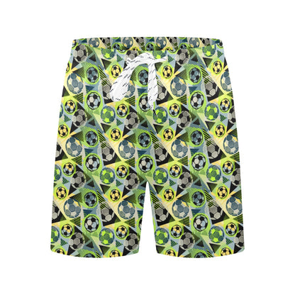 Soccer Ball Themed Print Pattern Men's Swim Trunks Beach Shorts