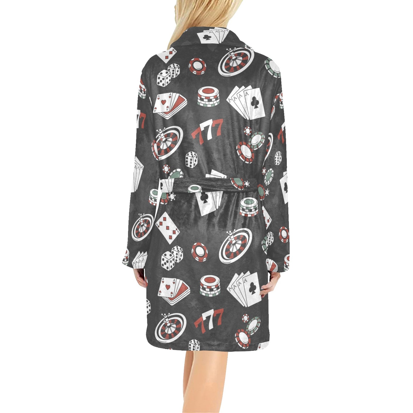 Casino Pattern Print Design 02 Women's Fleece Robe