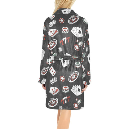Casino Pattern Print Design 02 Women's Fleece Robe