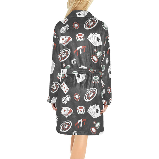 Casino Pattern Print Design 02 Women's Fleece Robe