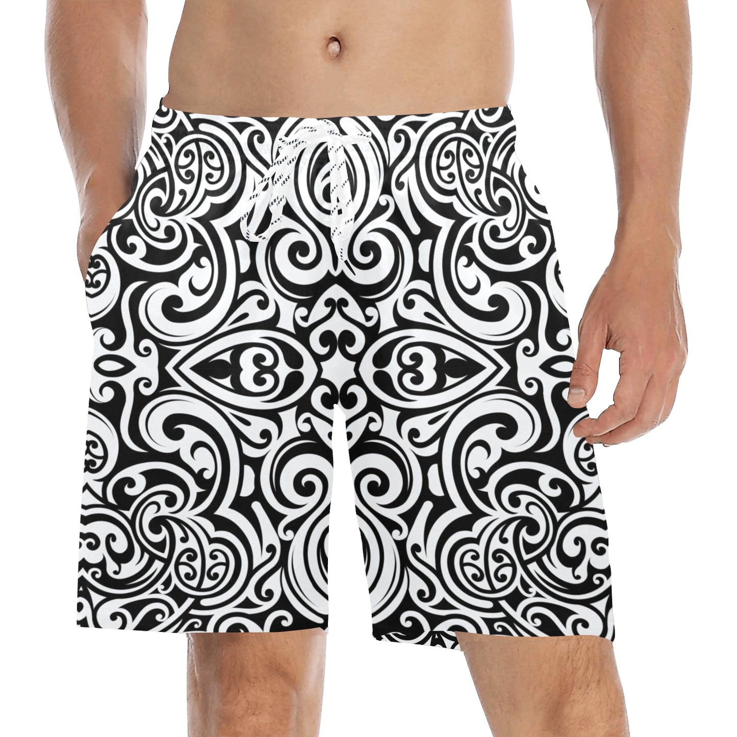 Polynesian Tattoo Pattern Men's Swim Trunks Beach Shorts