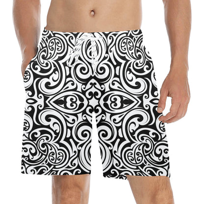 Polynesian Tattoo Pattern Men's Swim Trunks Beach Shorts