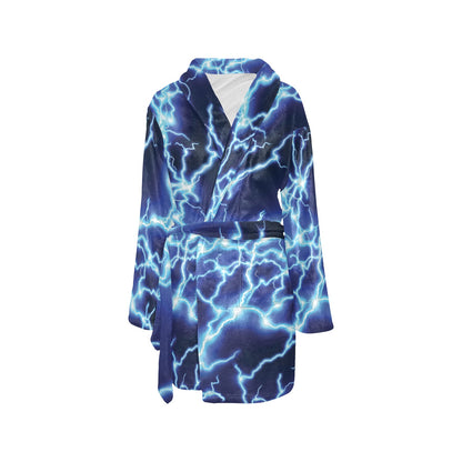 Lightning Thunder Pattern Print Design 04 Women's Fleece Robe