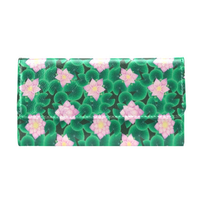 Water Lily Print Design LKS303 Women's Trifold Wallet