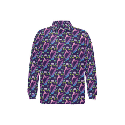 Harp Print Design LKS403 Long Sleeve Polo Shirt For Men's