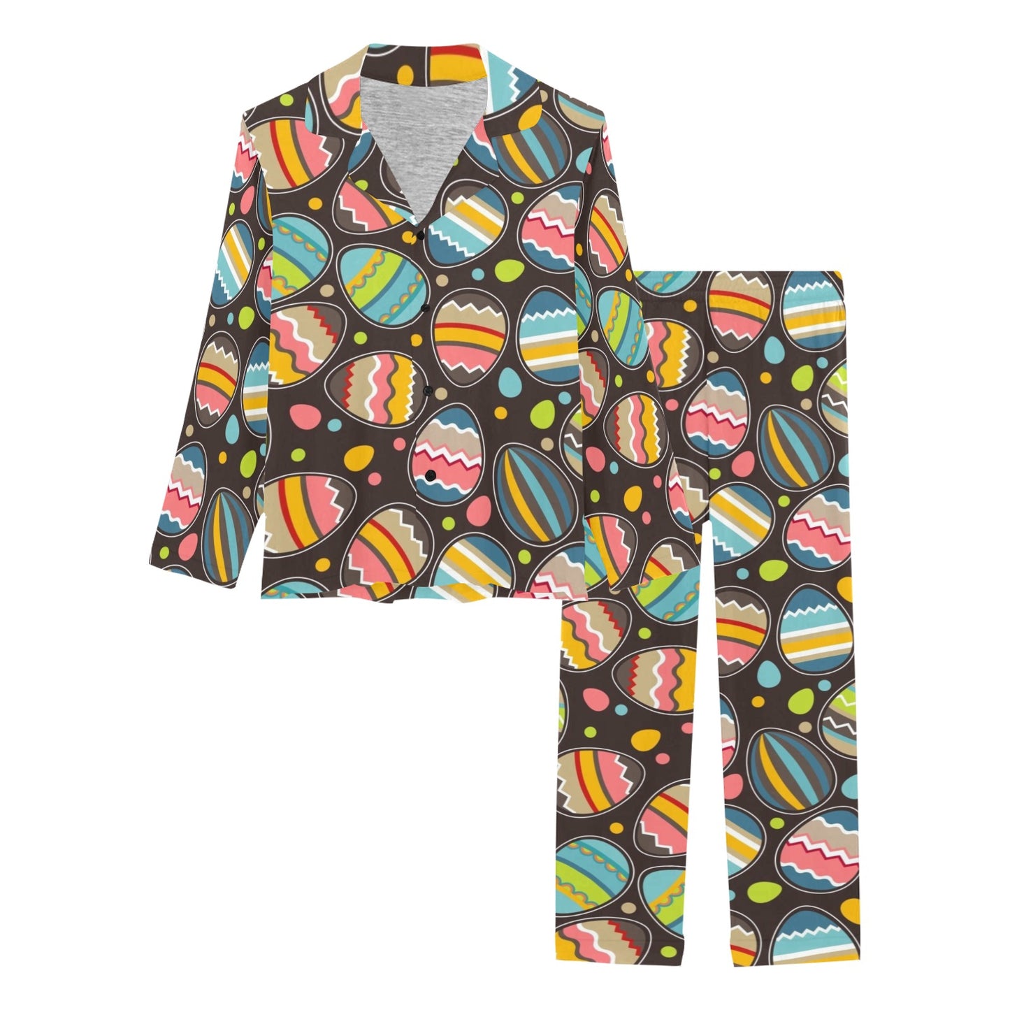 Easter Eggs Pattern Print Design RB03 Women's Long Pajama Set