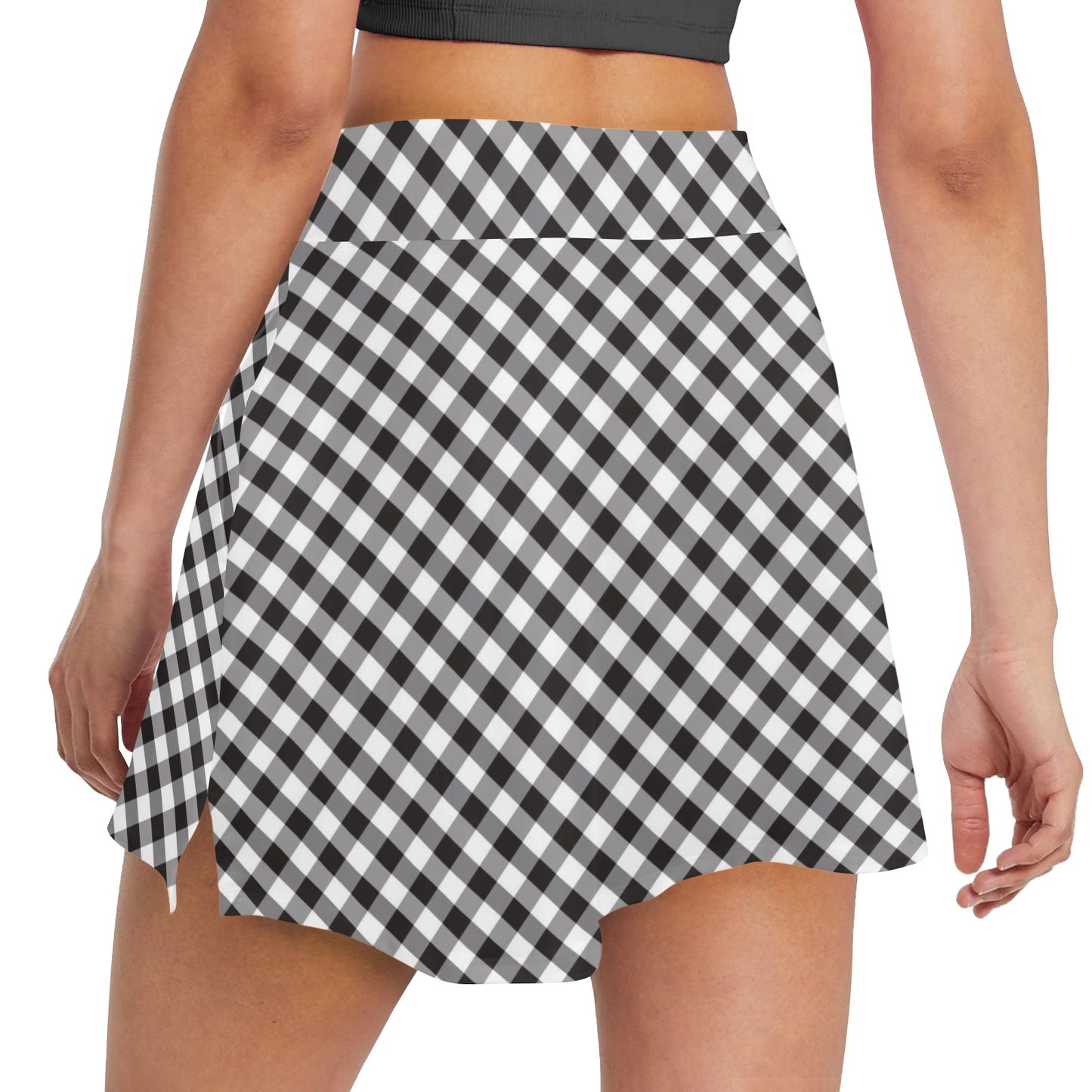 Gingham Print Design LKS402 17" Golf & Pickleball Skort with Pockets