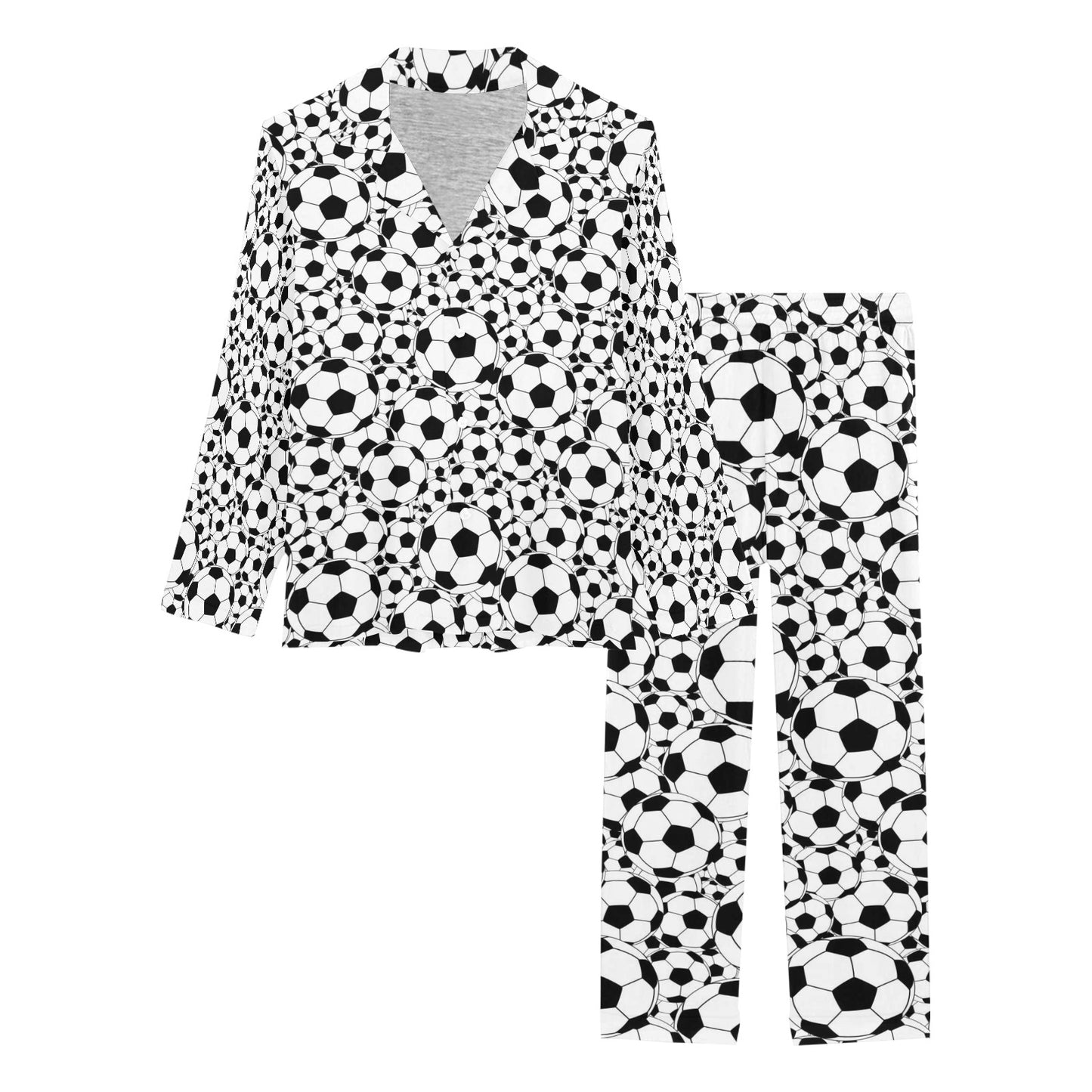 Soccer Ball Print Design LKS301 Women's Long Pajama Set