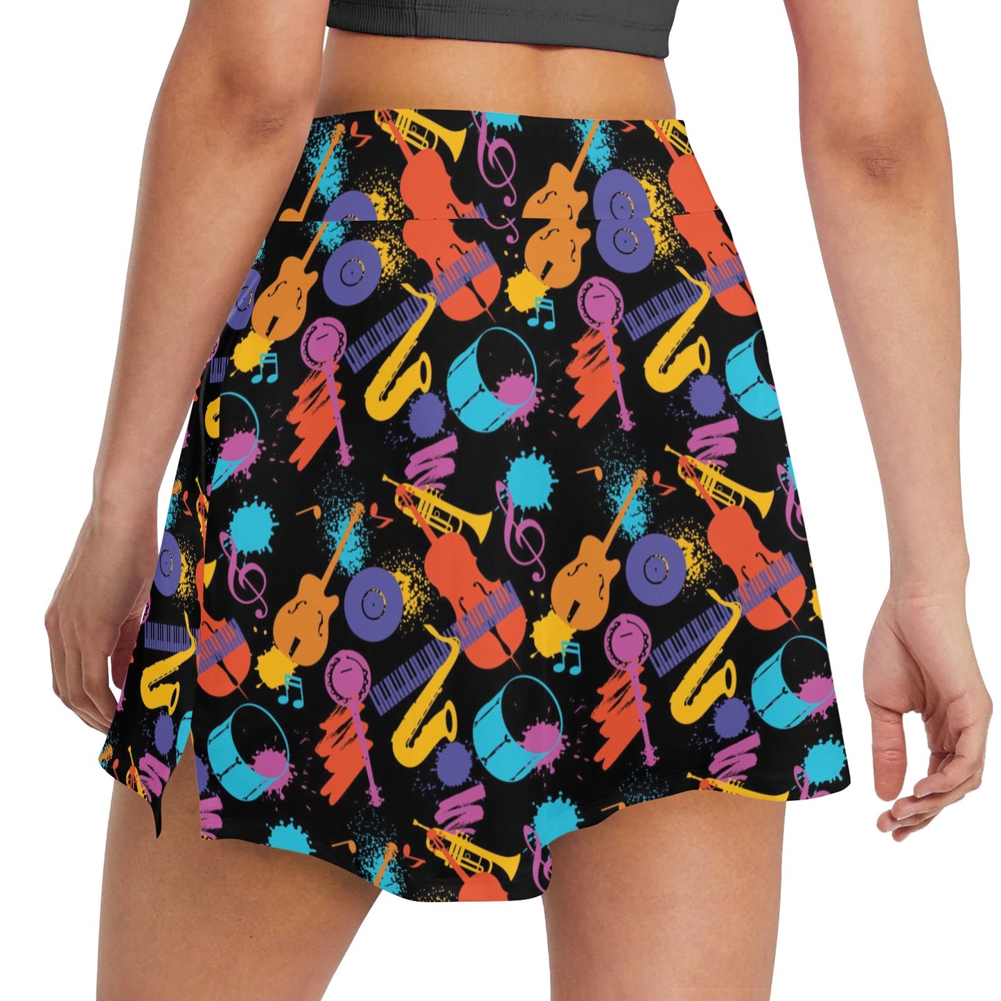 Saxophone Print Design LKS406 17" Golf & Pickleball Skort with Pockets
