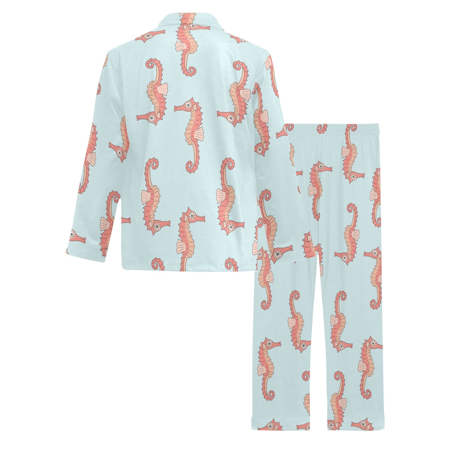 SeaHorse Pattern Print Design 01 Men's Long Pajama Set