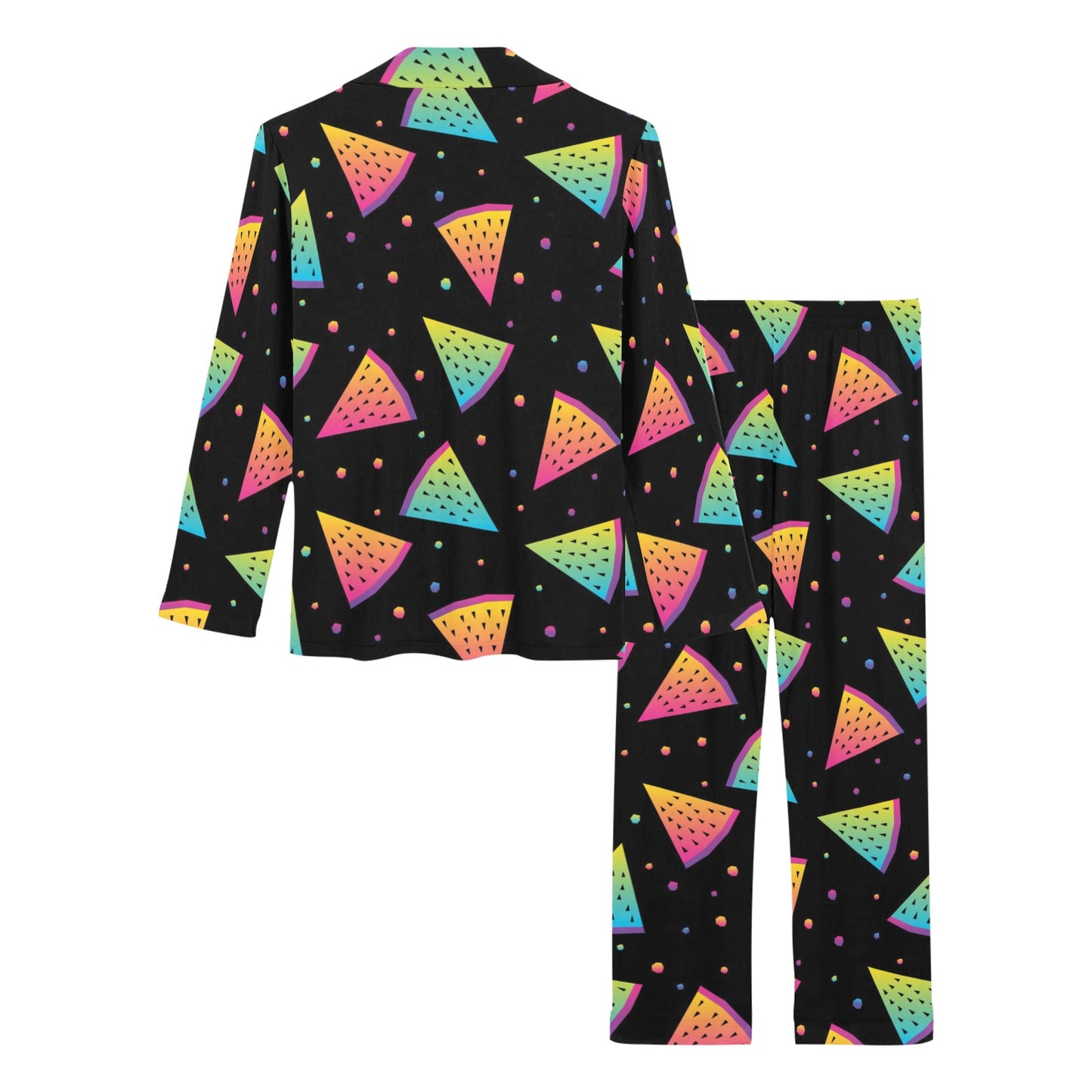 Rainbow Watermelon Pattern Print Design A04 Women's Long Pajama Set