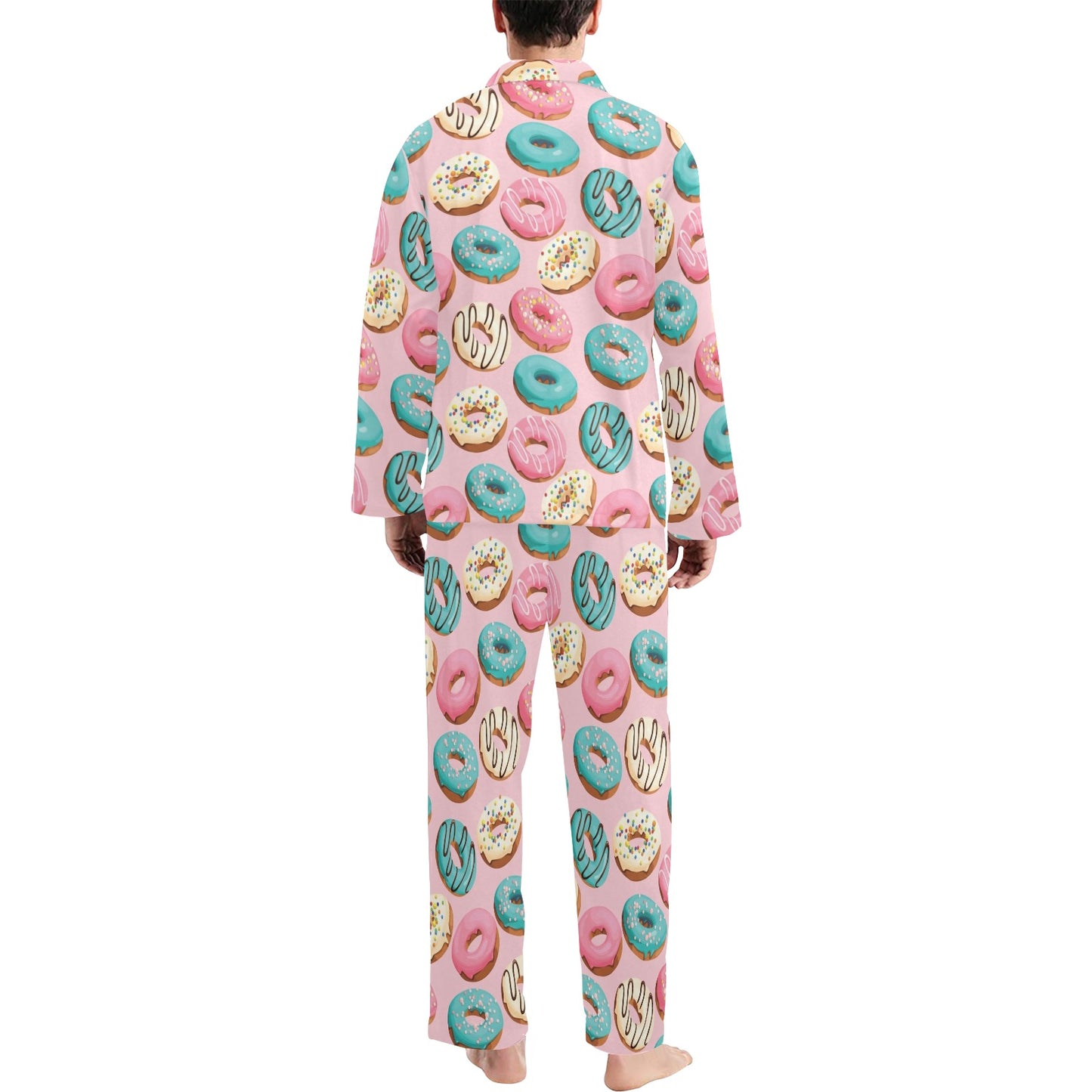 Donut Pattern Print Design DN06 Men's Long Pajama Set