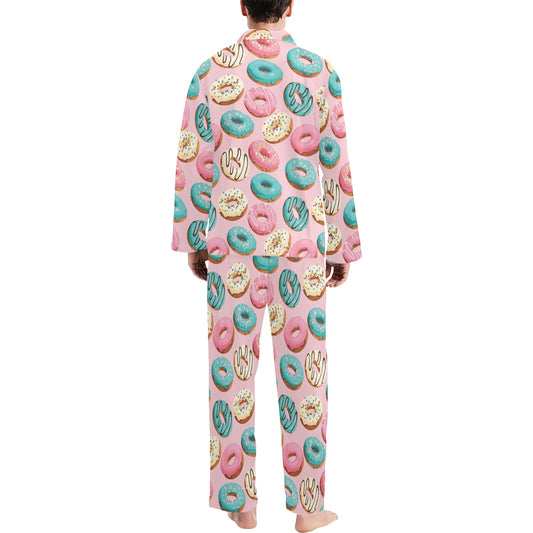 Donut Pattern Print Design DN06 Men's Long Pajama Set